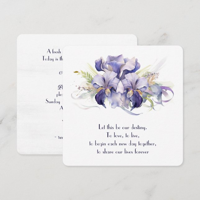Invitation Aquarelle Purple Iris Fleurs Sur Blanc (Devant / Derrière)