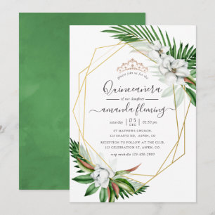 Invitation Aquarelle Quinceañera Florale Tropicale