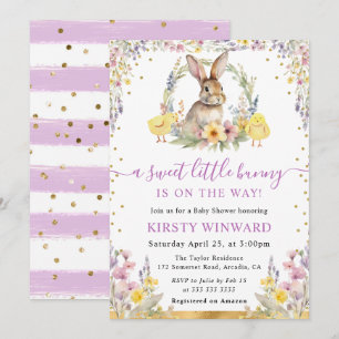 Invitation Aquarelle Rabbit et Baby shower Fleur sauvage