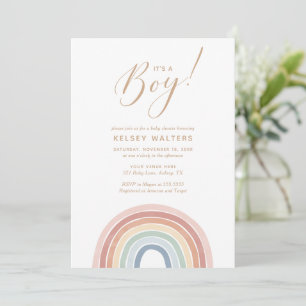 Invitation Aquarelle Rainbow C'est un Baby shower garçon