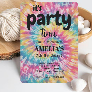 Invitation Aquarelle Rainbow Tie Dye Anniversaire de enfant l