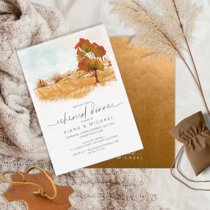 Invitation Aquarelle Répétition Paysage Automne Gold ID786