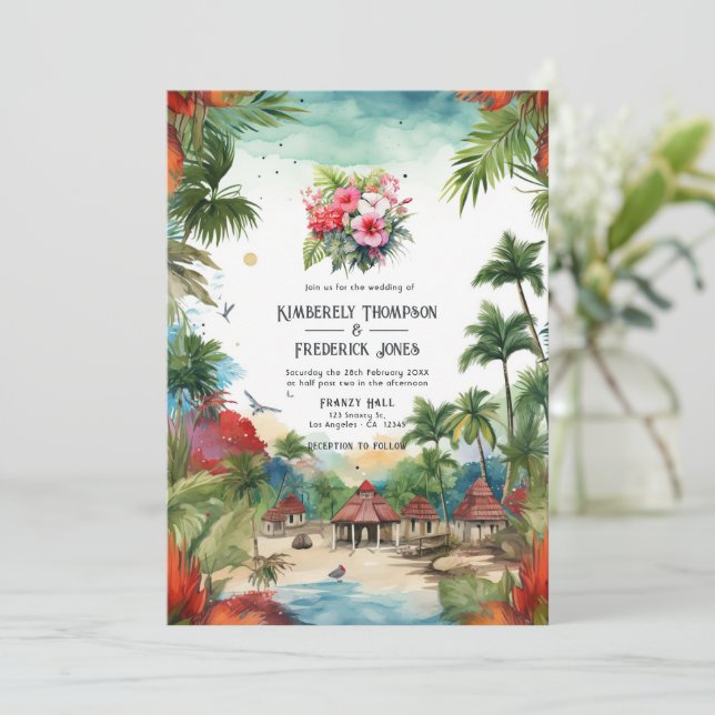 Invitation Aquarelle République Dominicaine Destination Maria (Debout devant)