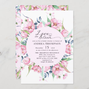 Invitation Aquarelle Ressort rose Fête des mariées florale