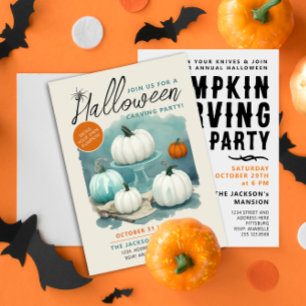 Invitation Aquarelle Retro Halloween en carottes Citrouilles 
