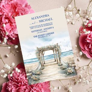 Invitation Aquarelle Romantique Été Mariage Océan
