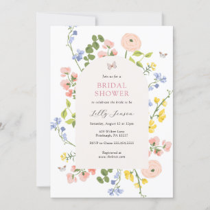 Invitation Aquarelle romantique Fête des mariées florale