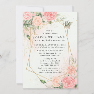 Invitation Aquarelle romantique Rose Mariage rose Floral Invi