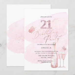 Invitation Aquarelle rose 21e édition