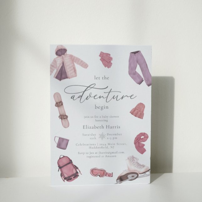 Invitation Aquarelle rose aventure commence Baby shower fille (Créateur téléchargé)