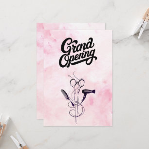 Invitation Aquarelle rose Beauté Salon Grand Ouverture