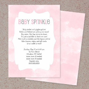 Invitation Aquarelle rose Bébé arroser, baby shower fille