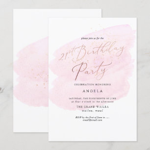 Invitation Aquarelle rose Champagne Bulles 21e DO-IT-YOURSELF