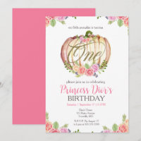 Aquarelle rose Citrouille mignonne 1er anniversair