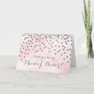 Invitation Aquarelle rose Dots d'argent Maid of Honor Invitat