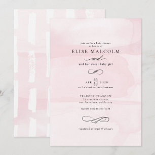 Invitation Aquarelle rose élégant Baby shower moderne