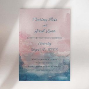 Invitation Aquarelle rose et bleu