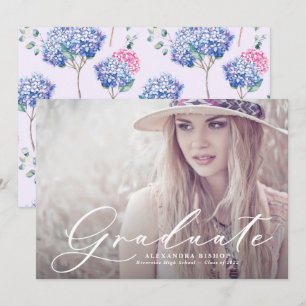 Invitation Aquarelle rose et bleu Hydrangeas