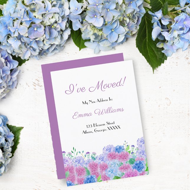 Invitation Aquarelle rose et bleu Hydrangée que j'ai déplacée (Créateur téléchargé)