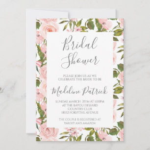 Invitation Aquarelle rose Fête des mariées florale
