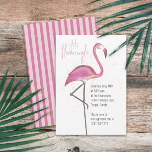 Invitation Aquarelle rose Flamingle Flamant rose mignon