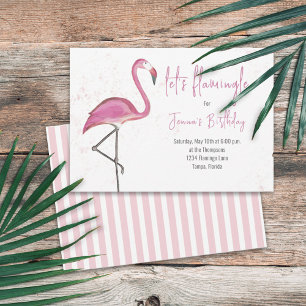 Invitation Aquarelle rose Flamingle mignon flamant