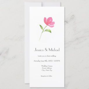 Invitation Aquarelle rose Fleur 3