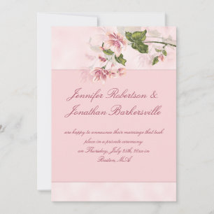 Invitation Aquarelle rose Fleurs après mariage Réception