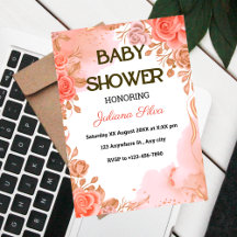 Aquarelle rose Fleurs élégantes Baby Girl Douche