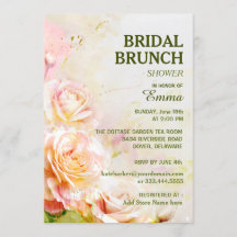 Aquarelle Rose Floral Bridal Brunch Douche