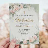Aquarelle rose Floral Christian School Graduation
