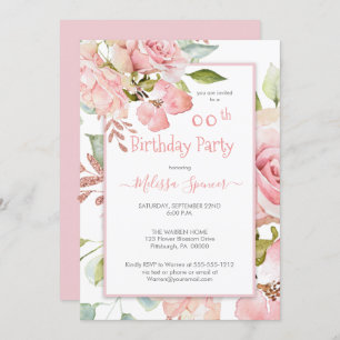 Invitation Aquarelle rose Floral fête d'anniversaire