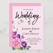 Aquarelle rose floral Mariage romantique