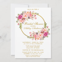 Aquarelle rose Floral Wreath Fête des mariées or