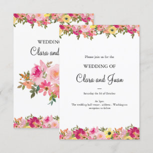 Invitation Aquarelle rose florale