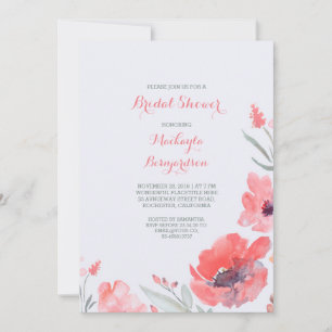 Invitation Aquarelle rose Florals Cuisine Fête de l'mariée
