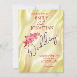 Invitation Aquarelle rose jaune