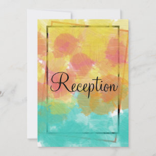 Invitation Aquarelle rose jaune bleu Mariage géométrique