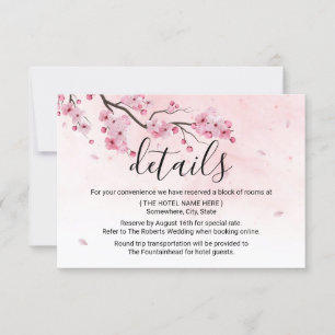 Invitation Aquarelle rose Mariage Détails