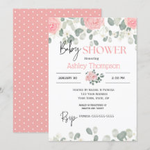 Aquarelle rose moderne Baby shower Floral Girls