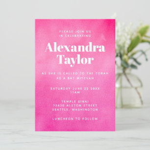 Invitation Aquarelle rose moderne Bat mitzvah chic tendance
