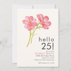 Invitation Aquarelle rose moderne Floral 25e anniversaire