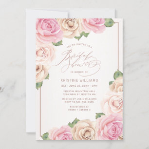 Invitation Aquarelle Rose moderne or Fête des mariées florale