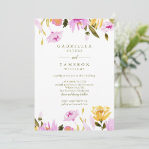Invitation Aquarelle rose olive moderne Mariage Floral