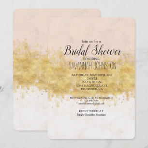 Invitation Aquarelle rose or