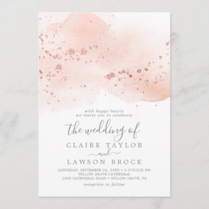 Invitation Aquarelle rose Or Le Mariage de