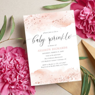 Invitation Aquarelle rose or rousse rose vif fille bébé saupo