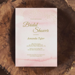 Invitation Aquarelle rose Or Type de douche nuptiale Invitati