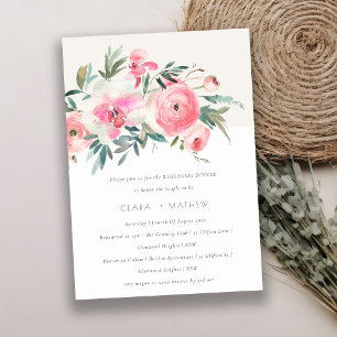 Invitation Aquarelle rose orchidée Flora Dîner de répétition