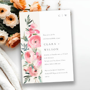 Invitation Aquarelle rose orchidée Floral Couples Douche
